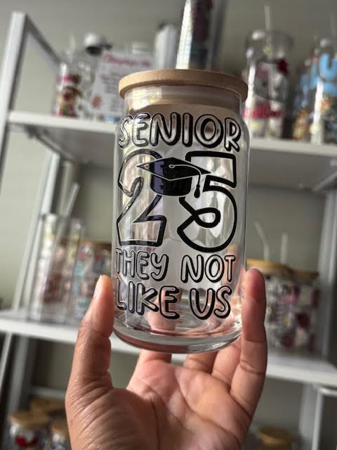 Senior 2025 Iced Coffee Cup – Libbey Glass Graduation Cup – Personalized Senior Gift – Class of 2025