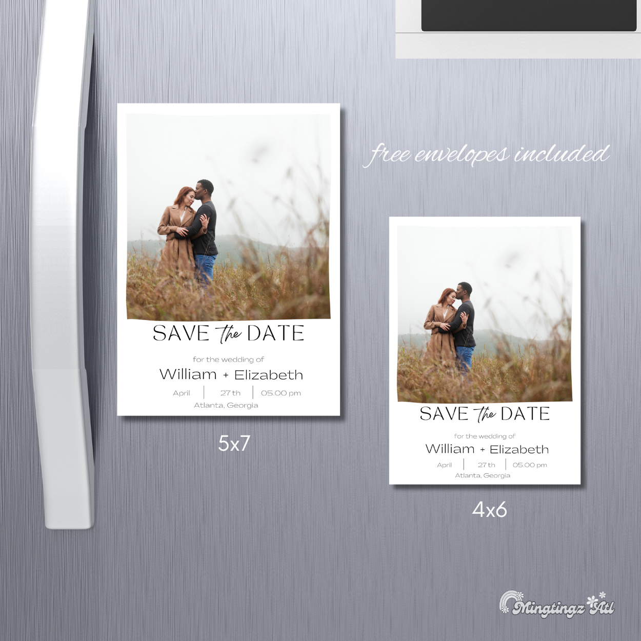 5x7 Custom Photo Save the Date Fridge Magnets – Wedding Announcement Keepsake with Envelopes – Unique Personalized Gift